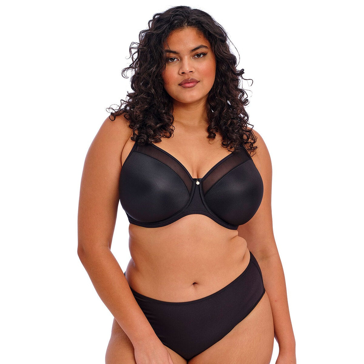 ELOMI SMOOTH MOULDED NON PADDED FULL CUP BRA - BLACK