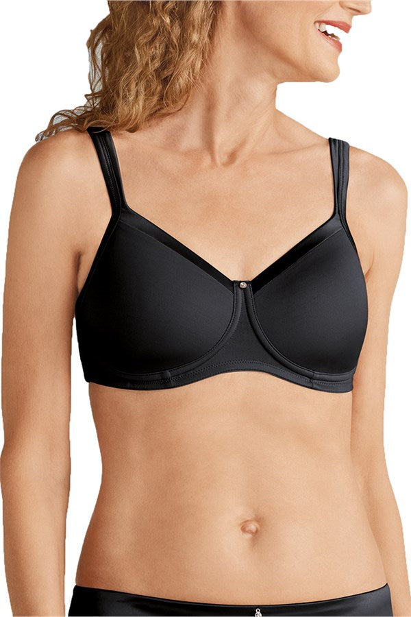 AMOENA LARA SATIN PADDED WIRELESS BRA - BLACK