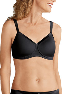 AMOENA LARA SATIN PADDED WIRELESS BRA - BLACK