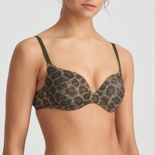 MARIE JO HUGH HEART SHAPE PADDED BRA - OLIVE GREEN