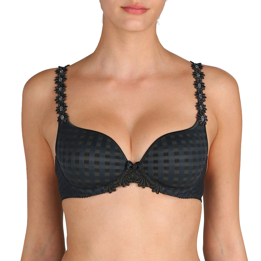 MARIE JO AVERO PADDED HEART SHAPED BRA - NIGHT GREY