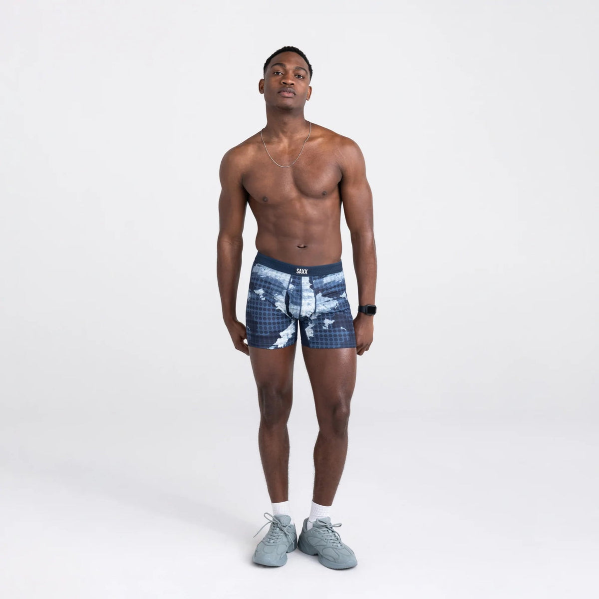 SAXX DROPTEMP COOLING MESH BOXER BRIEF FLY - CLOUD DROP CAMO/NAVY