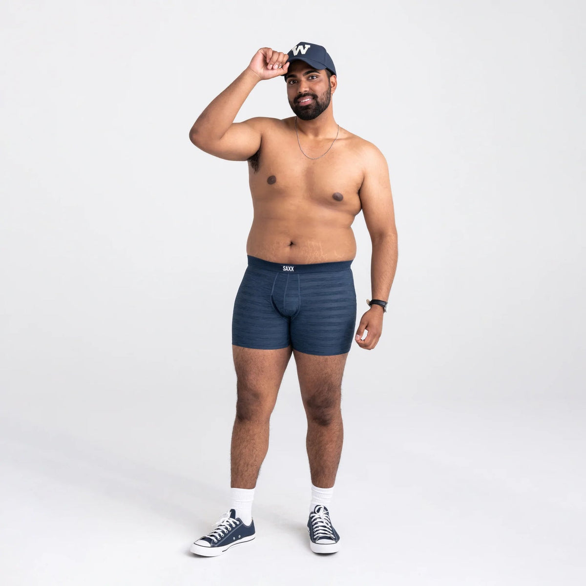 SAXX DROPTEMP COOLING MESH BOXER BRIEF FLY - DARK DENIM HEATHER