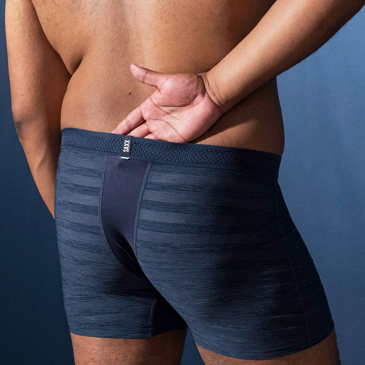 SAXX DROPTEMP COOLING MESH BOXER BRIEF FLY - DARK DENIM HEATHER