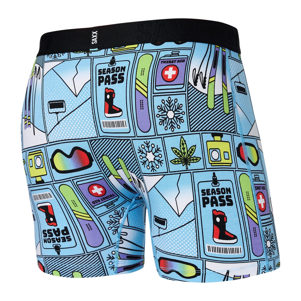 SAXX DROPTEMP COOLING COTTON BOXER BRIEF FLY - SEASON PASS/LIGHT BLUE