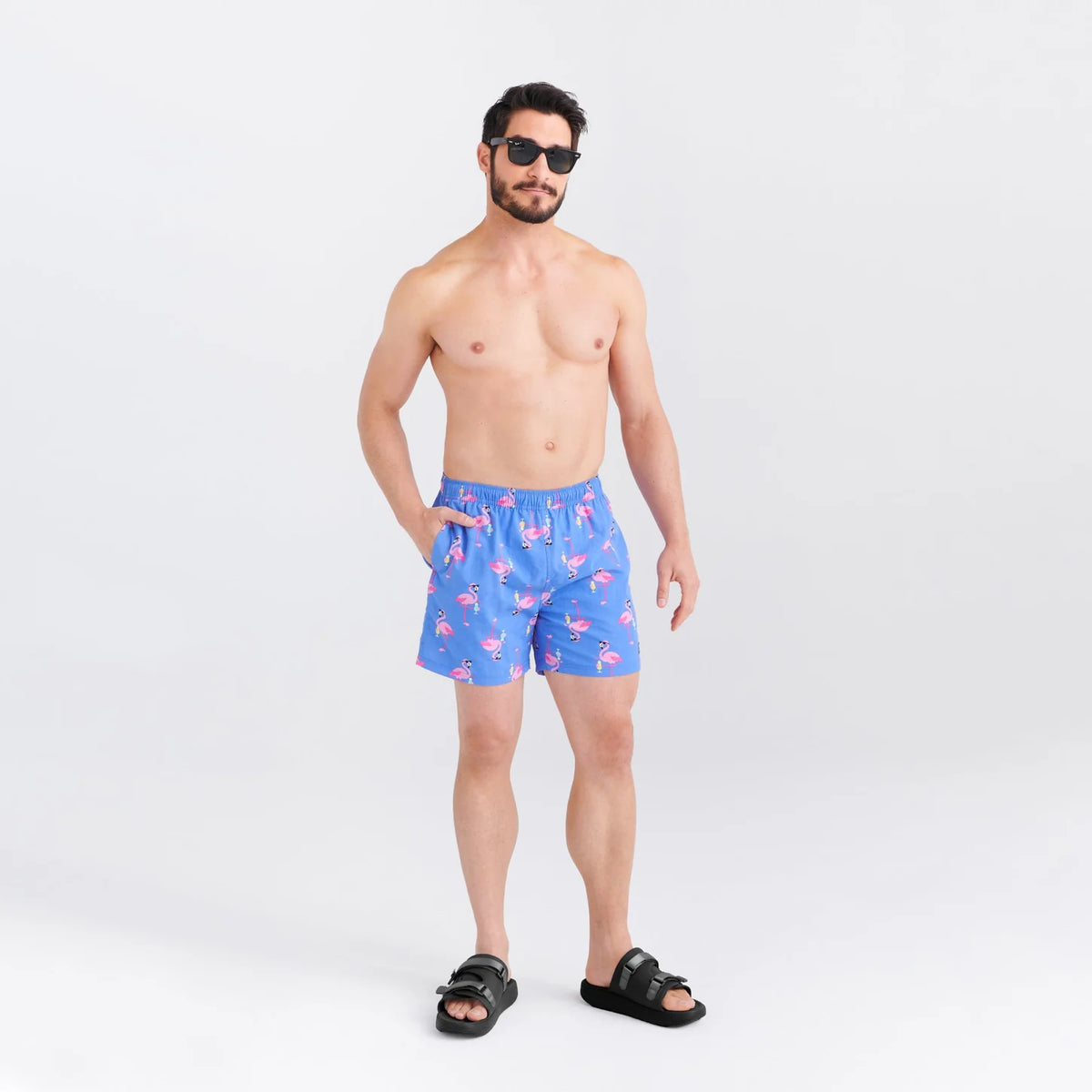 SAXX GO COASTAL 2N1 REGULAR VOLLEY SHORTS 5" - FLOCKTAIL HOUR/SPORT BLUE