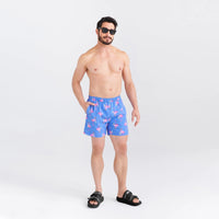 SAXX GO COASTAL 2N1 REGULAR VOLLEY SHORTS 5" - FLOCKTAIL HOUR/SPORT BLUE