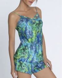 LISE CHARMEL GRACE AQUATIQUE FLORAL AQUA CAMISOLE & SHORT SET
