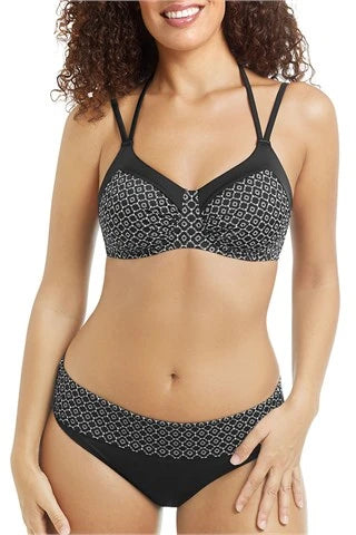 AMOENA AYON WIRELESS BIKINI TOP - BLACK/WHITE