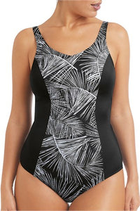 AMOENA FLORIDA FULL-BODICE SWIMSUIT - BLACK/WHITE/SILVER