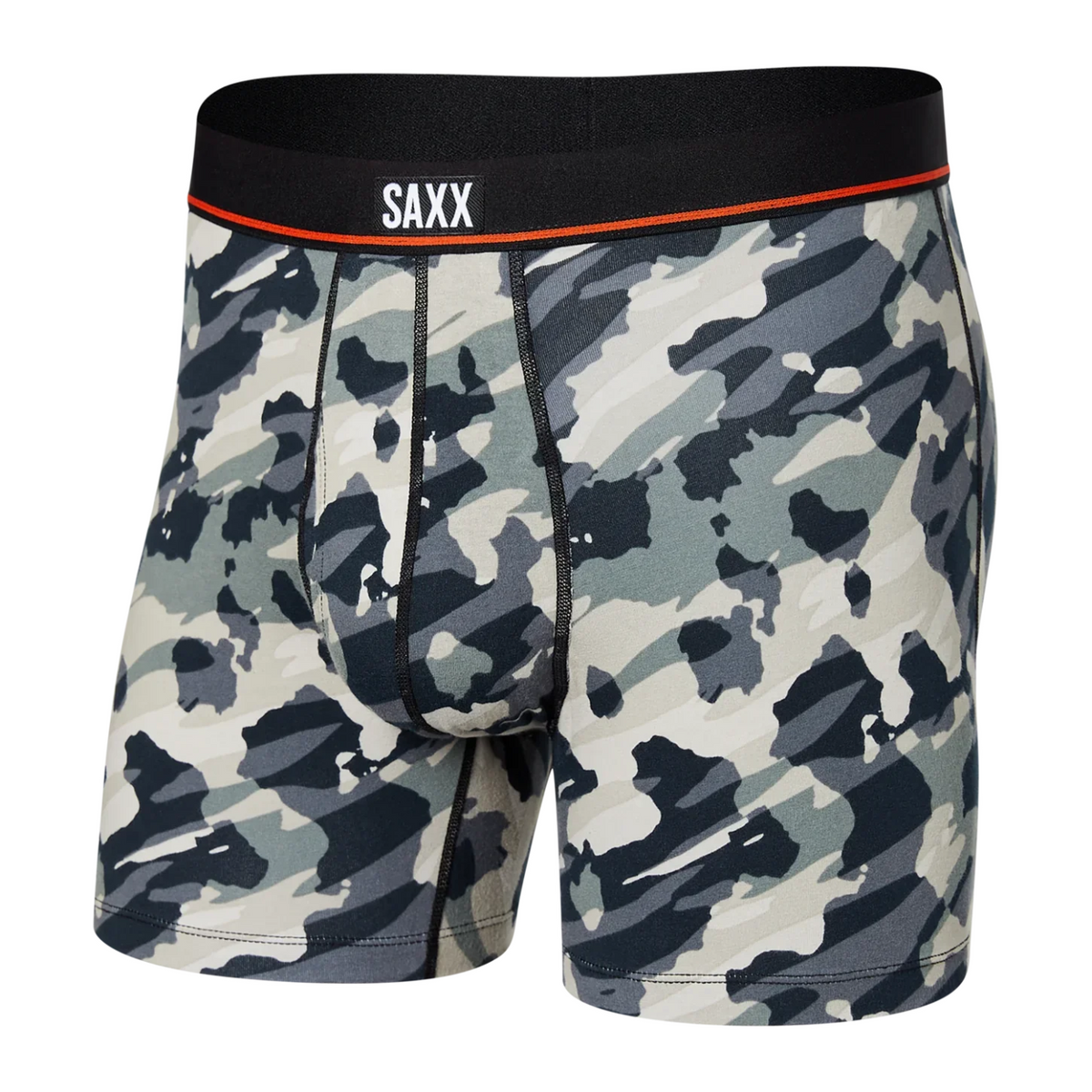 SAXX NON-STOP STRETCH COTTON BOXER BRIEF FLY - POP GRUNGE CAMO/GRAPHITE