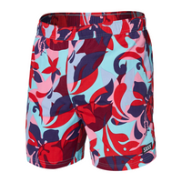 SAXX GO COASTAL 2N1 REGULAR VOLLEY SHORTS 5" - TROPICAL LENS/RED MULTI