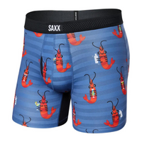 SAXX DROPTEMP COOLING MESH BOXER BRIEF FLY - SHRIMP COCKTAIL/NAVY