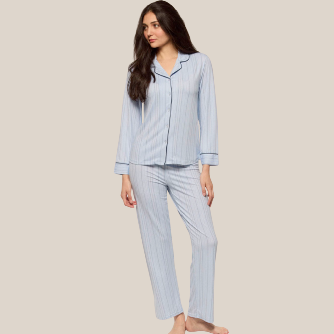 CLAUDEL STRIPED LONG SLEEVE 2PC PJ SET