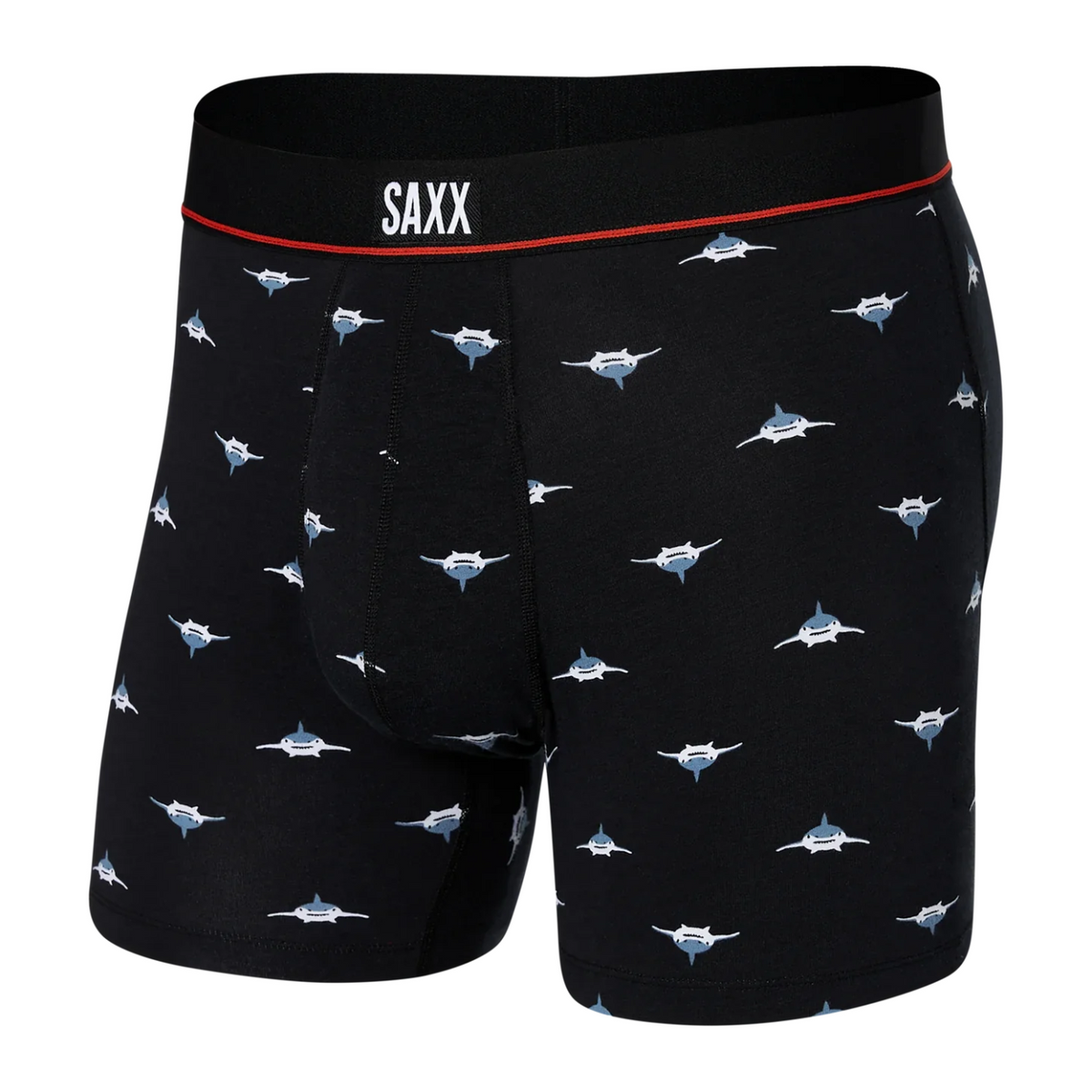 SAXX NON-STOP STRETCH COTTON BOXER BRIEF FLY - MINI PREDATOR/BLACK