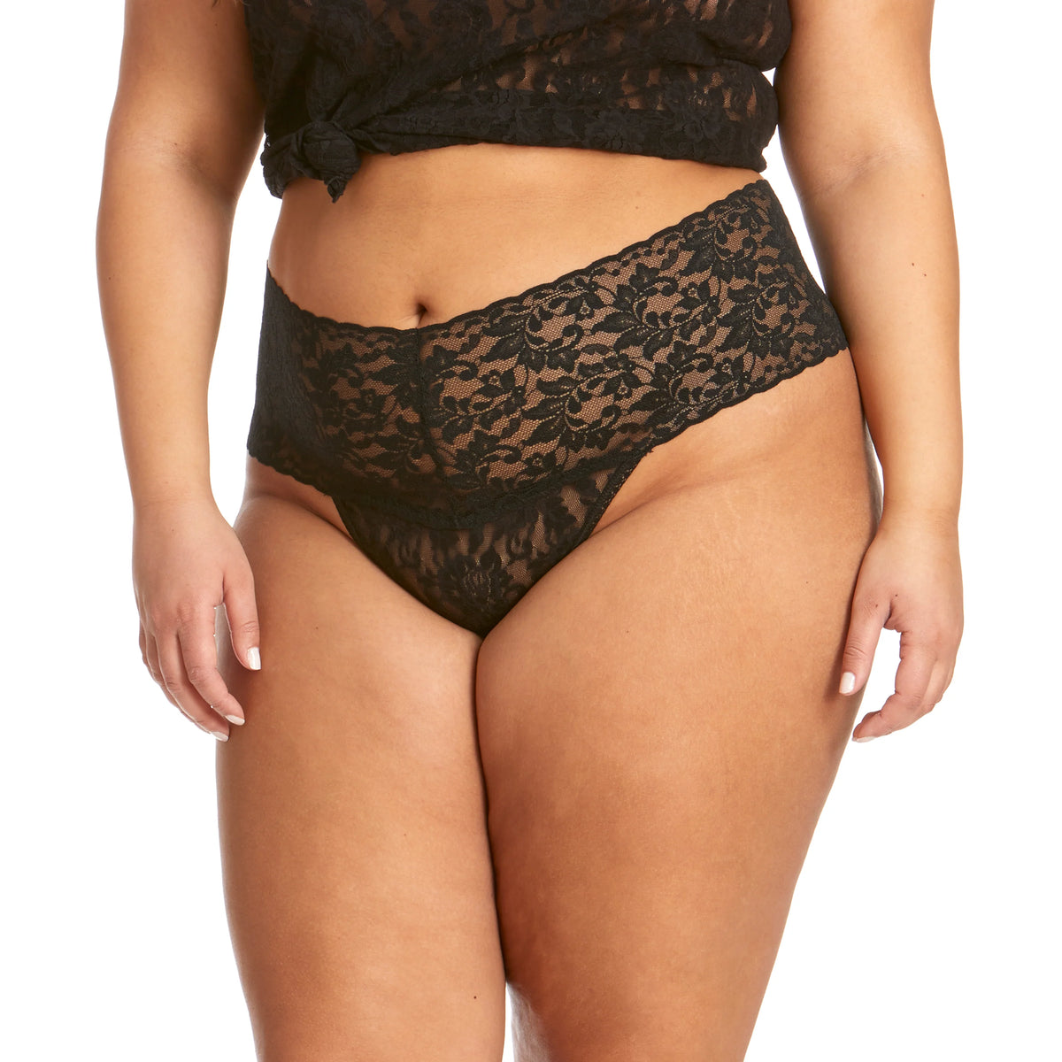 Plus size online lace thong