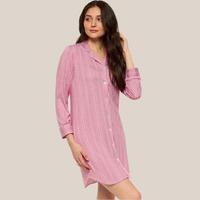 CLAUDEL STRIPED LONG SLEEVE SLEEP CHEMISE