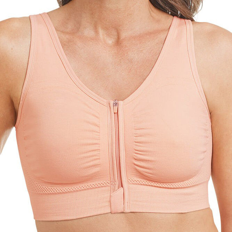 AMOENA EMILIA COMFORT WIRE FREE FRONT CLOSURE MASTECTOMY BRA - BLUSH