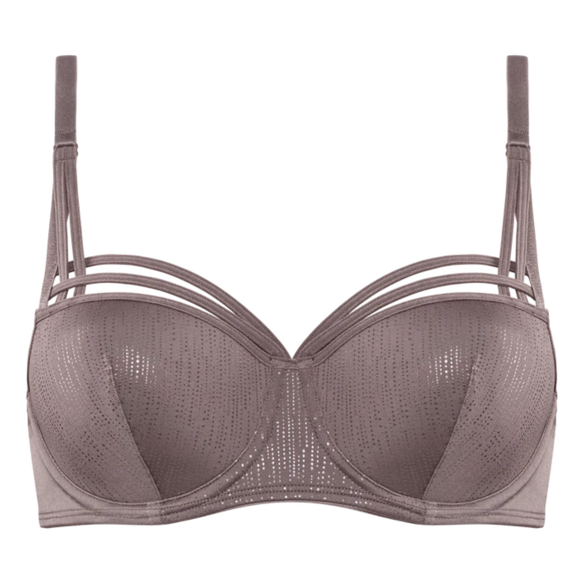 MARLIES DEKKERS DAME DE PARIS PADDED BALCONY BRA - PLUM TRUFFLE BROWN