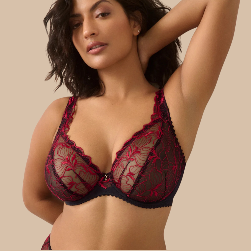 PRIMADONNA SPRINGDALE PLUNGE BRA - BLACK ROSE
