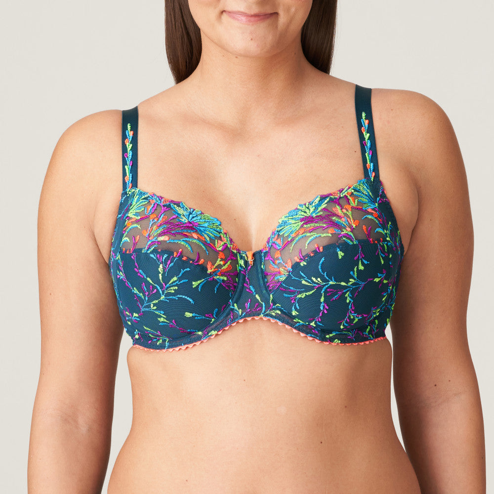 Green Floral Lace Underwired Cup Bra