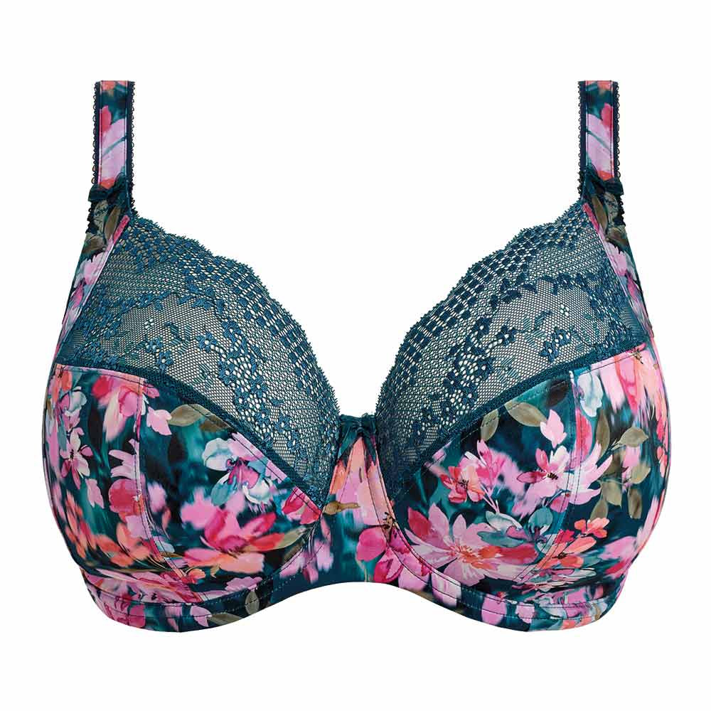ELOMI LUCIE STRETCH PLUNGE BRA - TEAL FLORAL