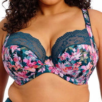 ELOMI LUCIE STRETCH PLUNGE BRA - TEAL FLORAL