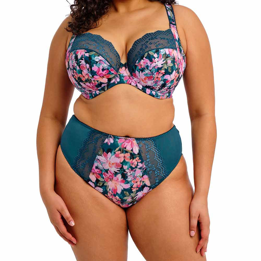 ELOMI LUCIE STRETCH PLUNGE BRA - TEAL FLORAL