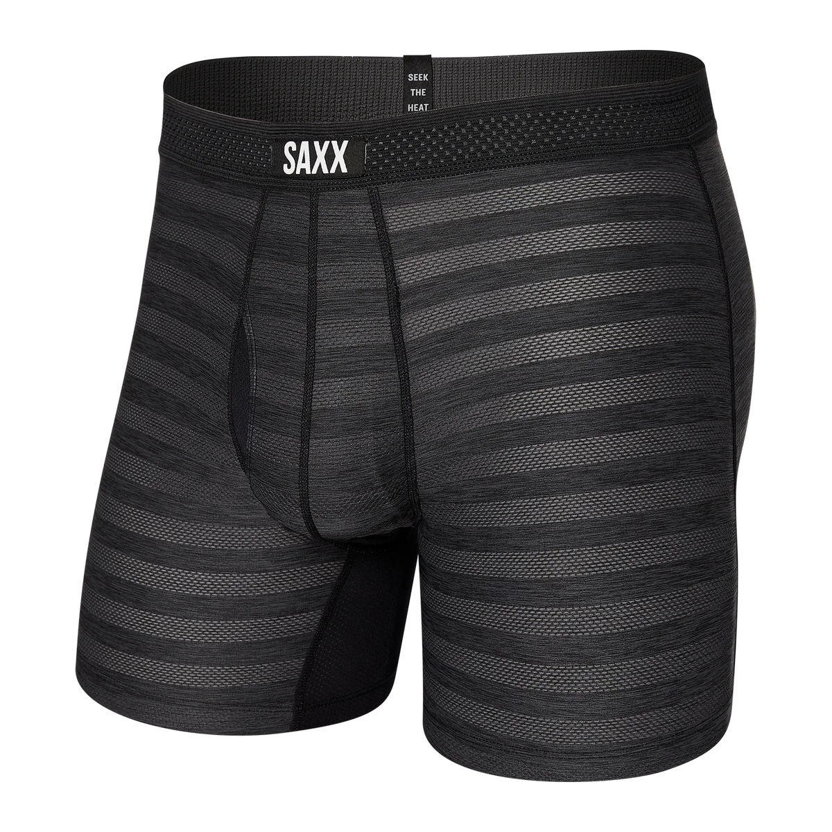 SAXX DROPTEMP COOLING MESH BOXER BRIEF FLY - BLACK HEATHER