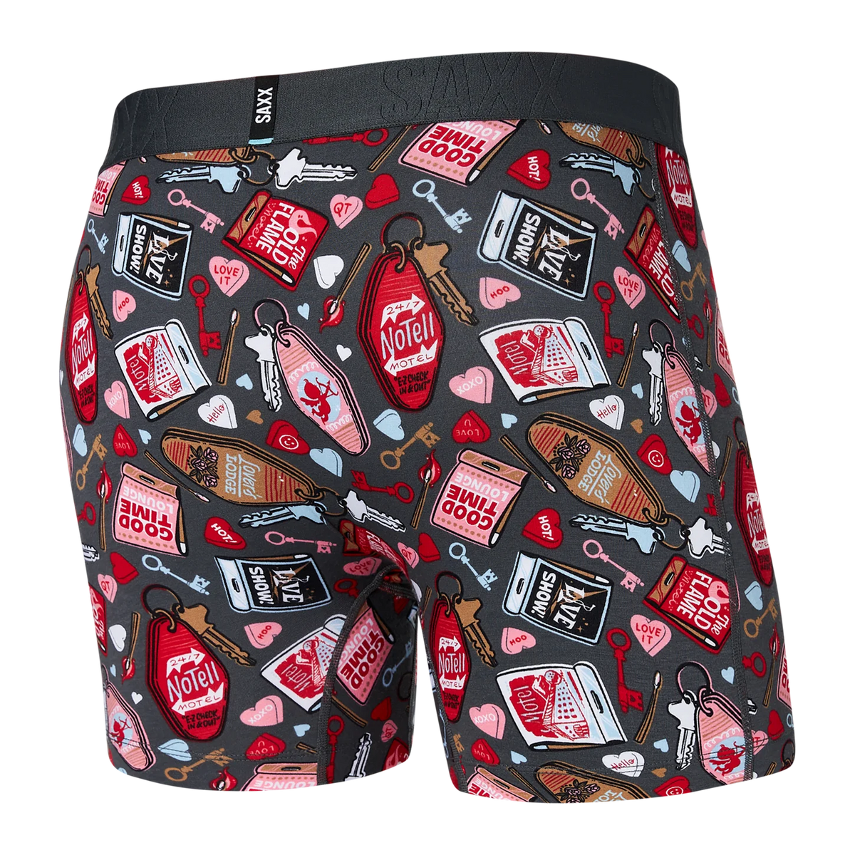 SAXX DROPTEMP COOLING COTTON BOXER BRIEF FLY - NO TELL MOTEL/GRAPHITE